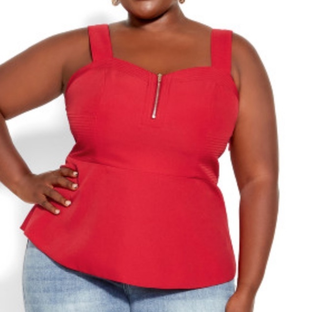 City Chic New‎ Women’s XXL/24 Cherry Sassy Class Sweetheart Neckline Top